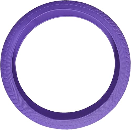 Miniatura 4 de Funda universal de volante morada 13.5 a 15 pulgadas, protector de volante antideslizante de silicona elástica para la mayoría de modelos de