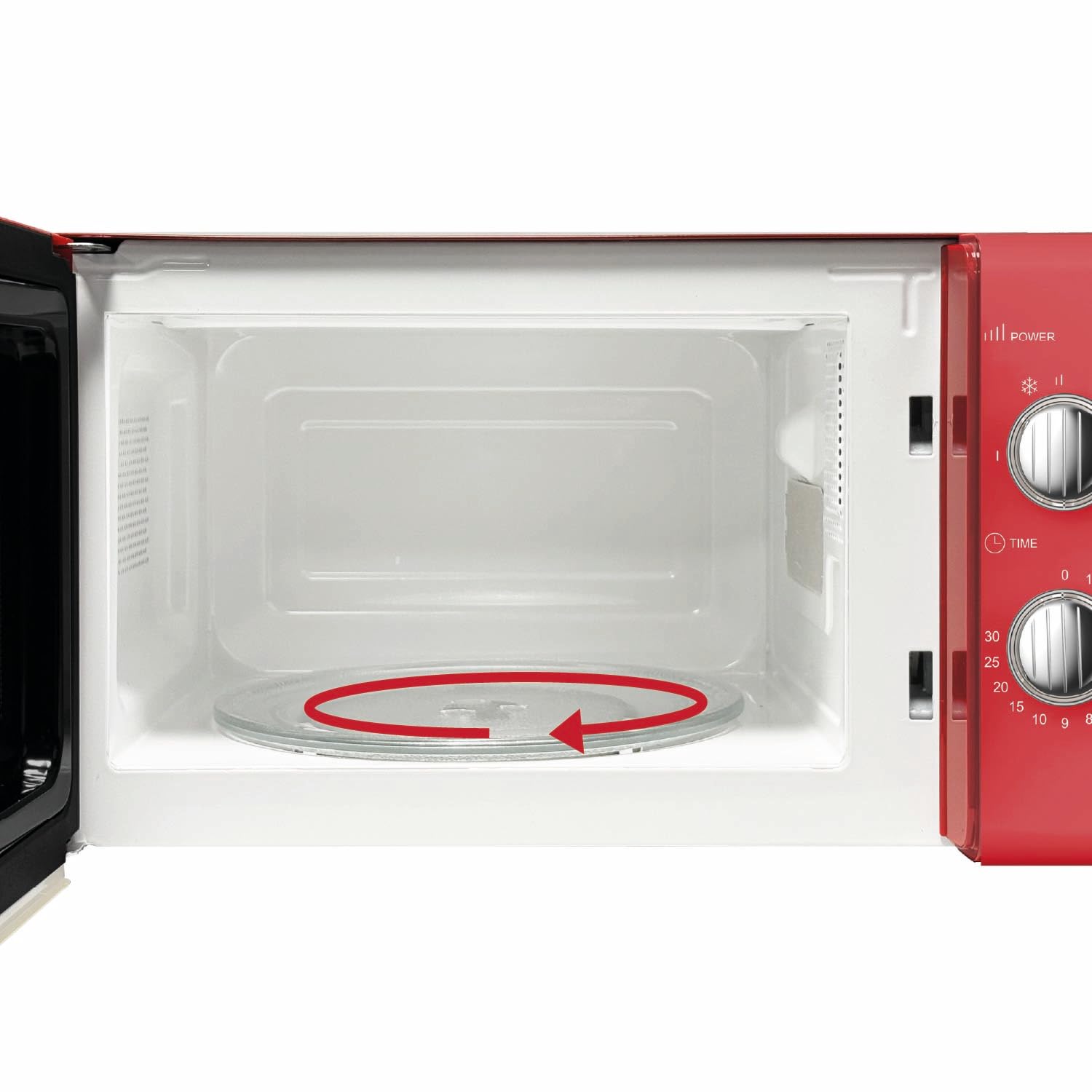 Silva Schneider MW-R 25.3 - Micro-ondes rétro - 20 l - 700 W - 6 niveaux de puissance - Minuterie - Boutons et poignée chromés - Signal de fin de course - Couleur rouge