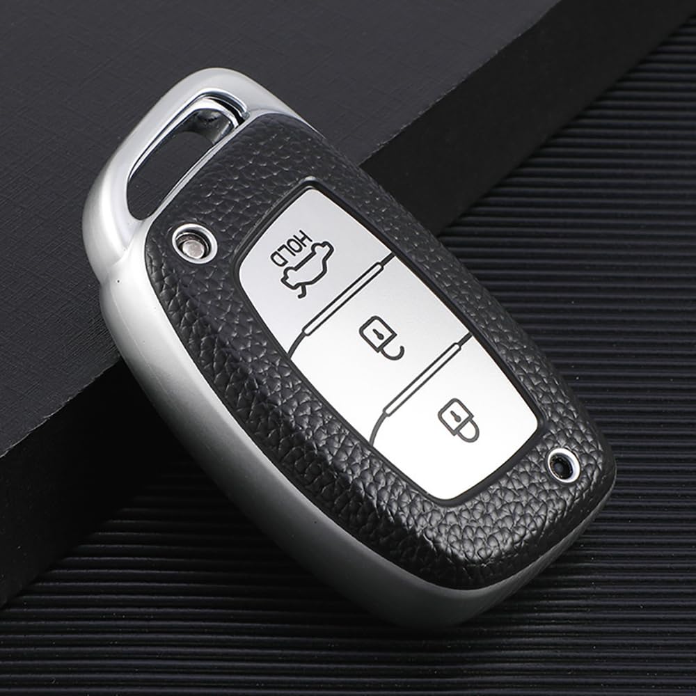 KUNIO Keyless Key Fob Case for Hyundai Kona i10 i30 i20 ioniq Hybrid Tucson Santa Fe ix35 Mistra, TPU Leather Texture - Image 3