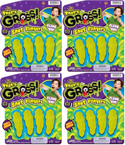 JA-RU Gross Snot Flinger Toy (4 Pack) Icky & Stretchy Launching Booger. Halloween Party Favor, Gross Toy, Sticky Flinger, Launcher, Prank, Party Favor, Classroom Prize 2493-1