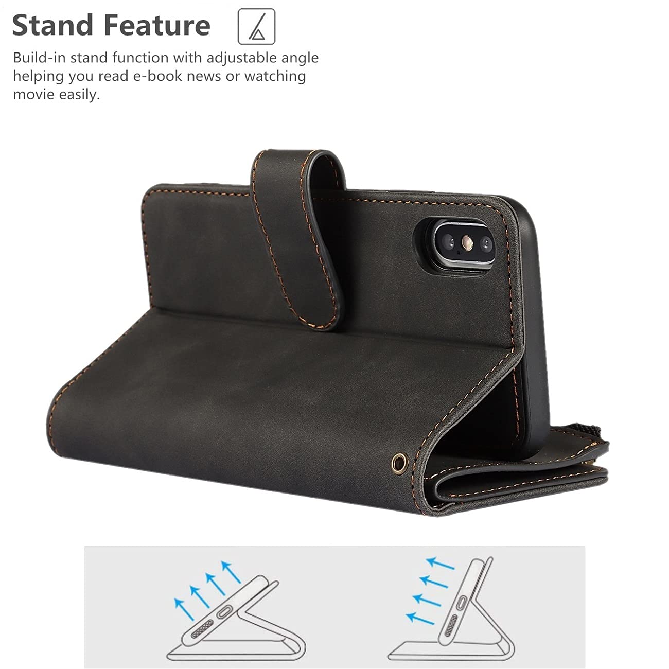 Funda Cartera Para IPhone Air Con 6 Ranuras Para Tarjetas - Cuero, Monedero Con Cremallera, Correa De Mano Incluida