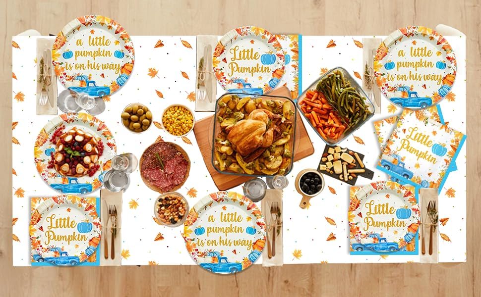 Miniatura 9 de 170 piezas de decoración de fiesta de baby shower con texto en inglés "A Little Pumpkin is On His Way", decoraciones para baby shower, baby shower