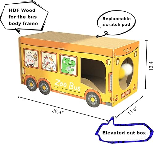 Miniatura 4 de SHENGOCASE Rascador grande de madera Jumbo de 264 x 118 pulgadas caja de madera HDF con almohadilla rascadora de cartón reemplazable y juguete de