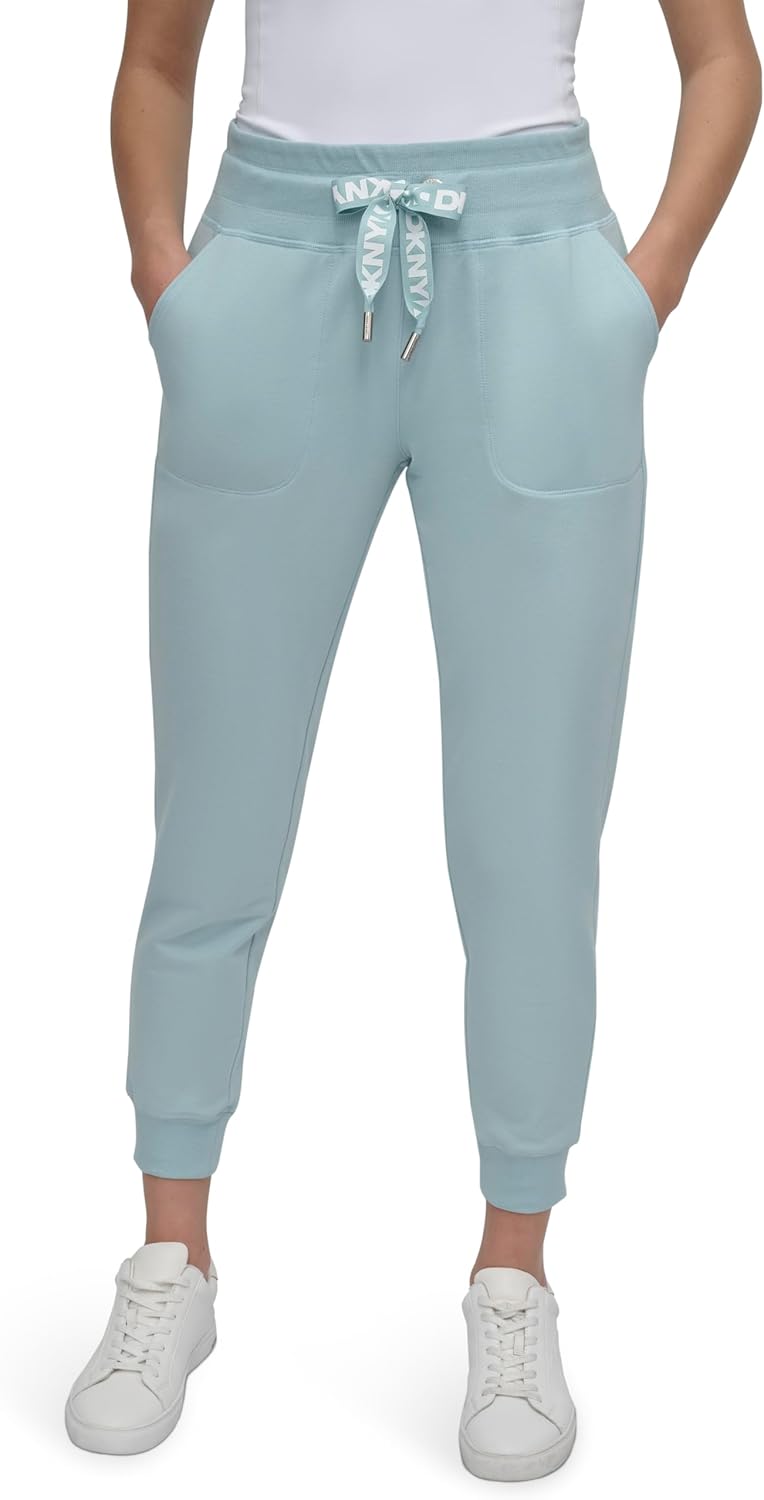 DKNY Women’s Two Tone Logo Drawcord Jogger Sweatpant