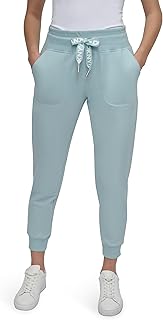 DKNY Women's Two Tone Logo Drawcord Jogger Sweatpant