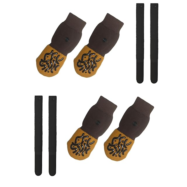 Pevlkawr 4 Calcetines Antideslizantes para Perros con Ajustable Protector de Patas Uso Interior y Exterior
