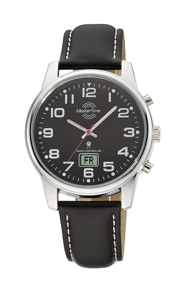 Master Time Funk Quarz Herren Uhr Analog mit digitalem Datum mit Leder Armband MTGA-10816-21L