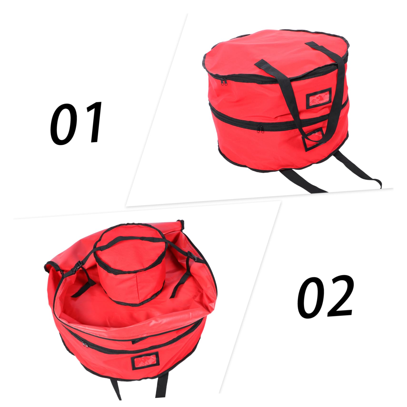 HOMOCONO 1pc Large Capacity Wreath Storage Bag Double Layered Oxford Cloth Organizer for Christmas Party Supplies Reusable Garland Holder Red Design