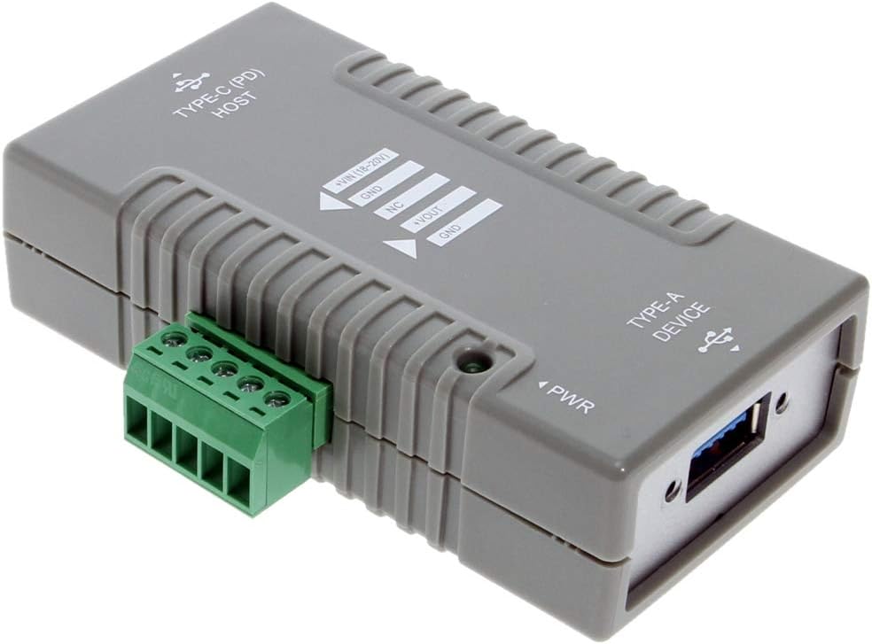 Coolgear Industrial USB-C to USB-A Power Delivery Adapter, 10Gbps Data, Flexible Mounting