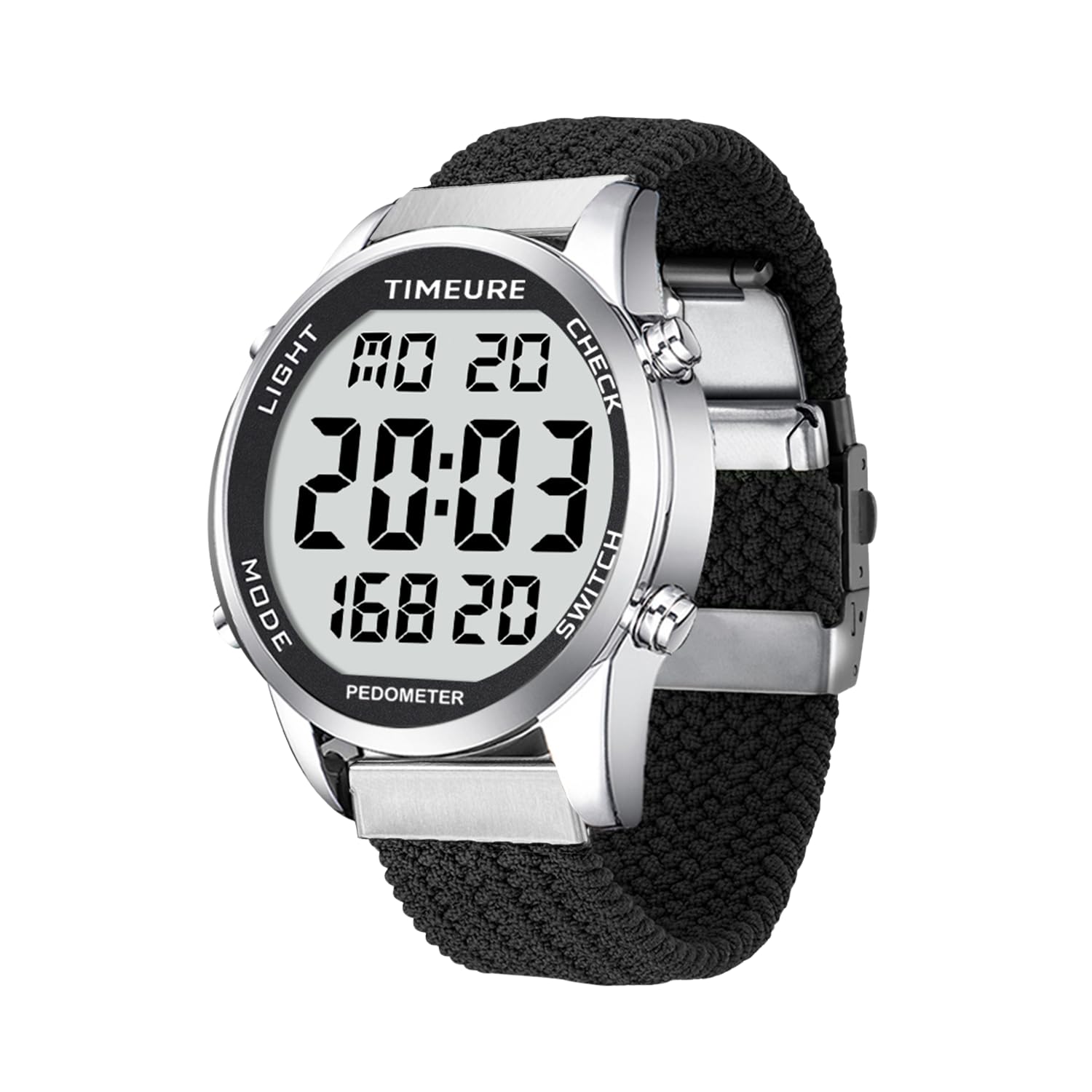 TIMEURE Schrittzähler Uhr für Männer | Modisches Design | Wasserdichter Armbanduhr mit Großer Digitalanzeige | Einfacher & Genauer Schrittzähler Funktion