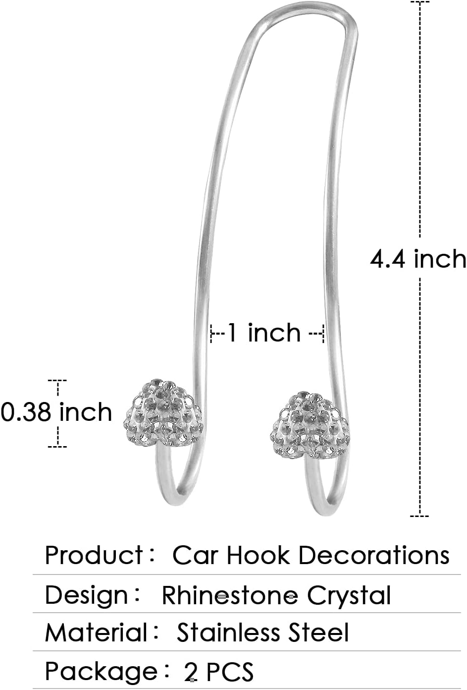 【2023 Upgraded】 Car Headrest Hooks Decorations, 2 Pcs Bling Heart-Shaped Purse Hook Hangers, Auto Hooks Car Hangers and Durable Backseat Holder, Storage Universal for SUV Truck Vehicle (Silver)