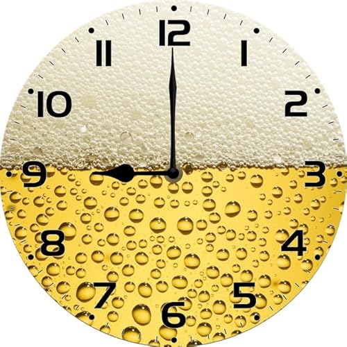 Geroclonup Beer Brewing Wall Clocks Battery Operated Silent Non-Ticking,Round Clock Decorative for Home Kitchen Living Room Office Bathroom Bedroom(10 Inch)