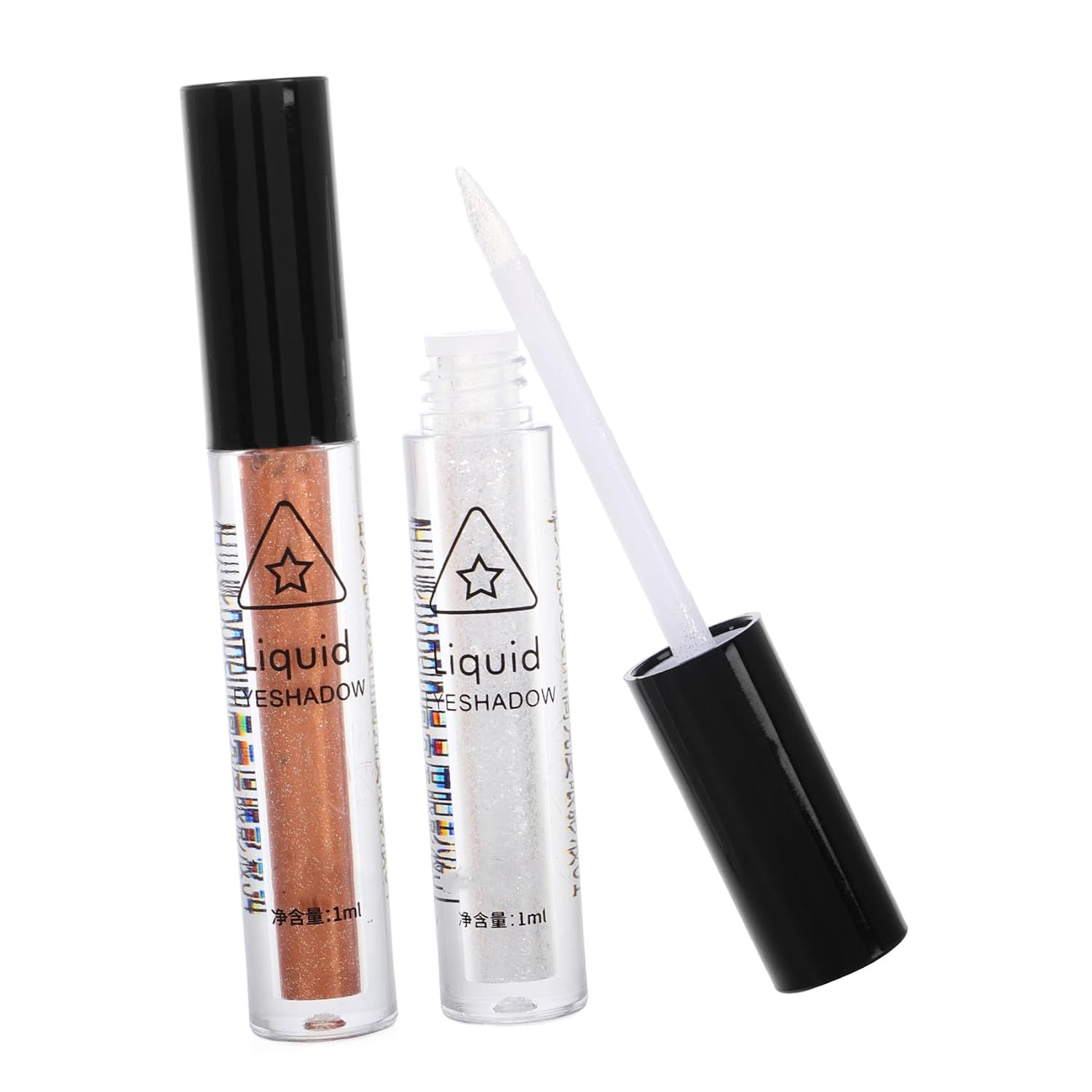 2pcs Sparkling Liquid Eyeshadow Eyeliner with Shimmering Metallic Glitter Dual-use Brightening Eye Makeup for Korean Crystal Mermaid Looks Smooth Creamy Formula with Precision Tip