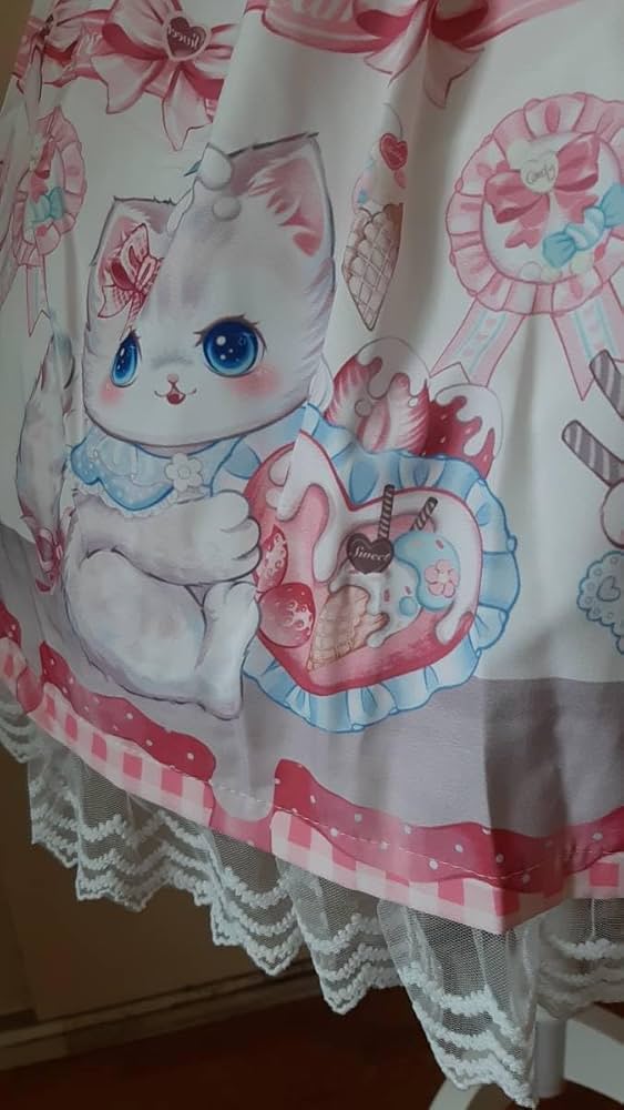 Amazon.co.jp: 海外ロリータ_オフホワイトスイーツ猫ちゃん柄