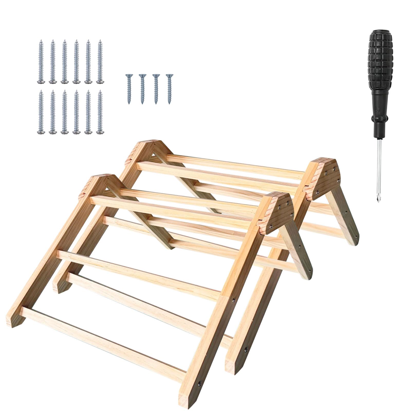 Percha de madera de pino natural para aves de corral con antideslizante, adecuada para pollos, codornices y palomas, configuración simple, soporte antideslizante