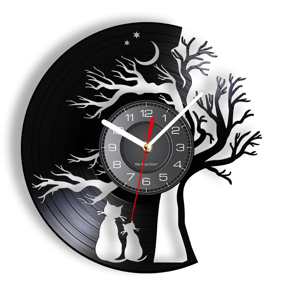 Horloge murale vinyle chats silencieuse pour chambre et bureau