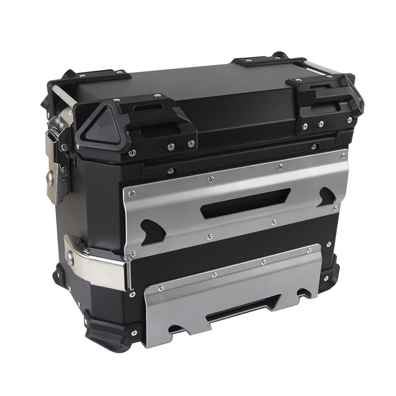 motocyklowyTopcase 38L Uniwersalny motocyklowy tylny górny kufer boczny bagażowy bagażnik zamek podróżny aluminiowa skrzynia narzędziowa bagażnika motocykla(35L Silver (1 pair))