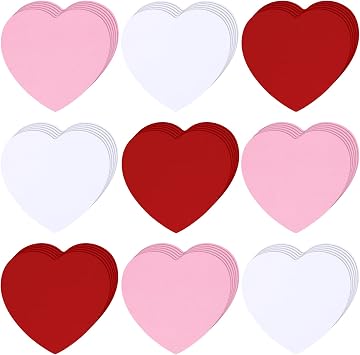 Geyee 108 Pcs 3.5 Inches Heart Cutouts Paper Bulletin Board Decoration Classroom Heart Die Cut Red Pink White Color for DIY Craft Office School Wall Decor Multicolor