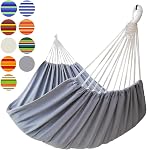 GOCAN Brazilian Double Hammock 2 Person Extra Large Canvas Cotton Hammock for Patio Porch Garden Backyard Lounging Outdoor and Indoor (Grey)