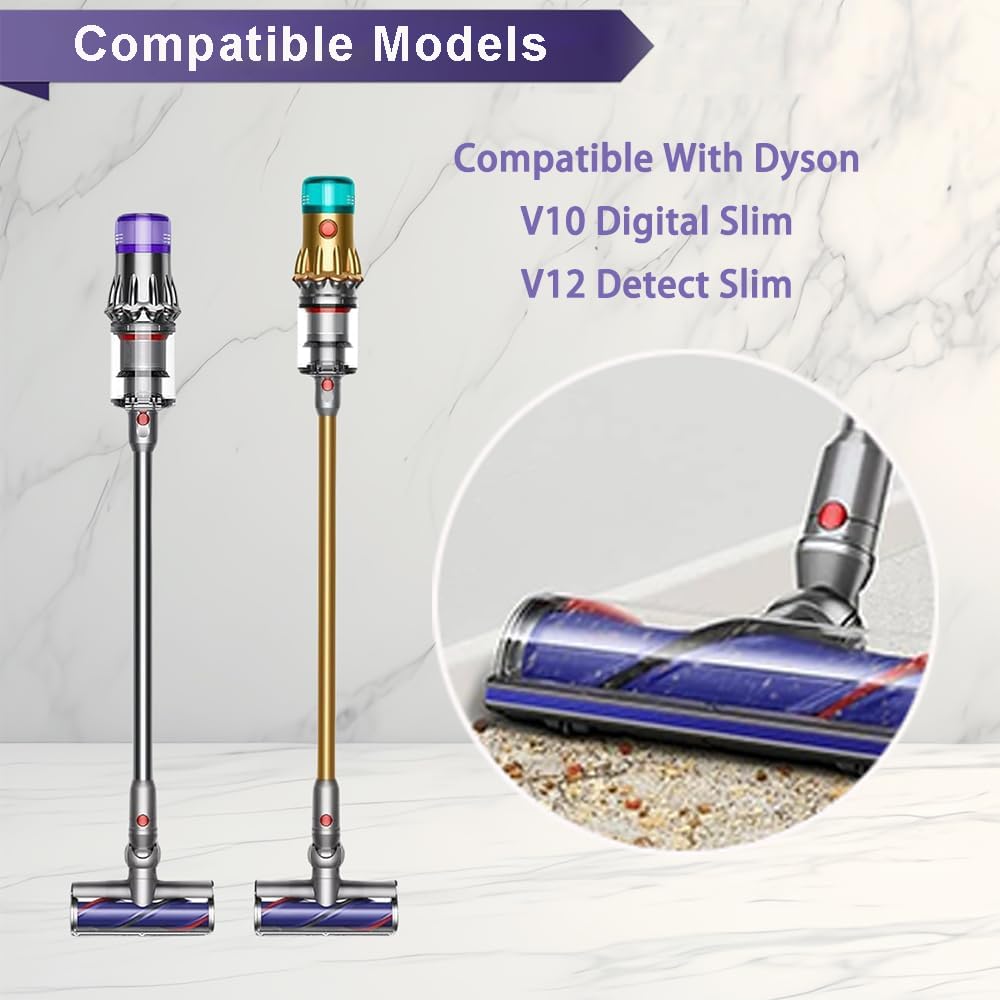 Cabezal de cepillo de repuesto para Dyson V12 Detect Slim y V10 Digital Slim, con limpiador de accionamiento directo intercambiable y boquilla para suelo de turbina para suelos de parquet y