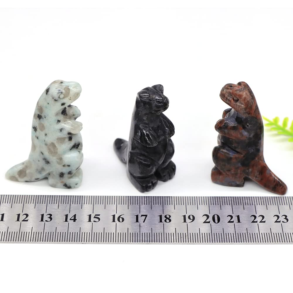 2 "posąg dinozaura kamień naturalny kryształ rzeźbione uzdrawianie Reiki figurka zwierzątko rzemiosło z kamieni szlachetnych dekoracja wnętrz prezent na Halloween (Color : Tree agate, Size : 5 PCS)