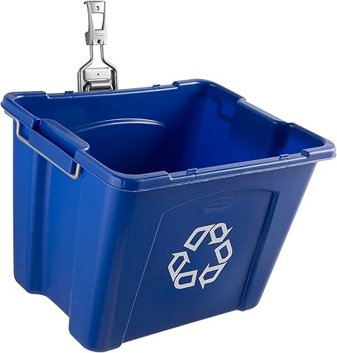 Rubbermaid Garage Fasttrack - Papelera de reciclaje montada en la pared, soporta hasta 50 libras, color azulníquel satinado, para el hogar y el
