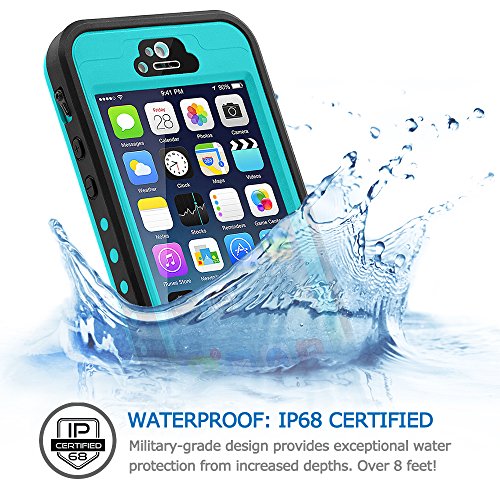 Hesgi Iphone 5S Case, 6.6 Ft Underwater Waterproof Shockproof Snowproof Dirtpoof Protection Case Cover With Touch Id For Iphone 5S/Se[Teal] #TOP1