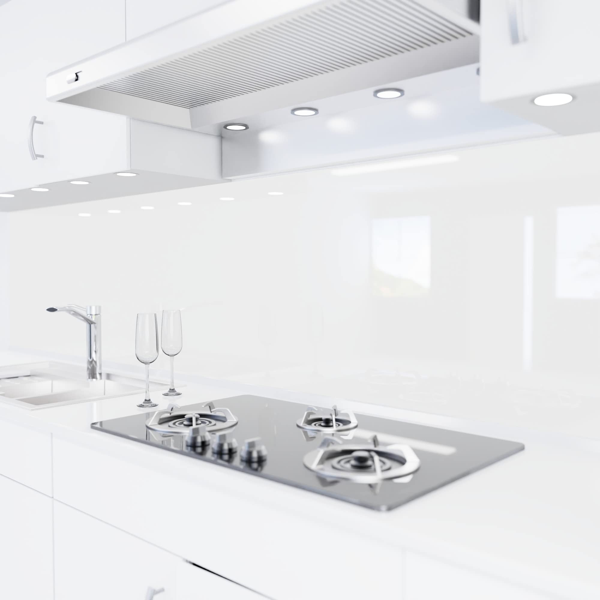 danario Rivestimento Paraschizzi Cucina Adesivo da Parete I Effetto Vetro I Spesso e Rigido I Ignifugo e Resistente all'Acqua I 0,80 mm I Bianco - 60cm x 60cm