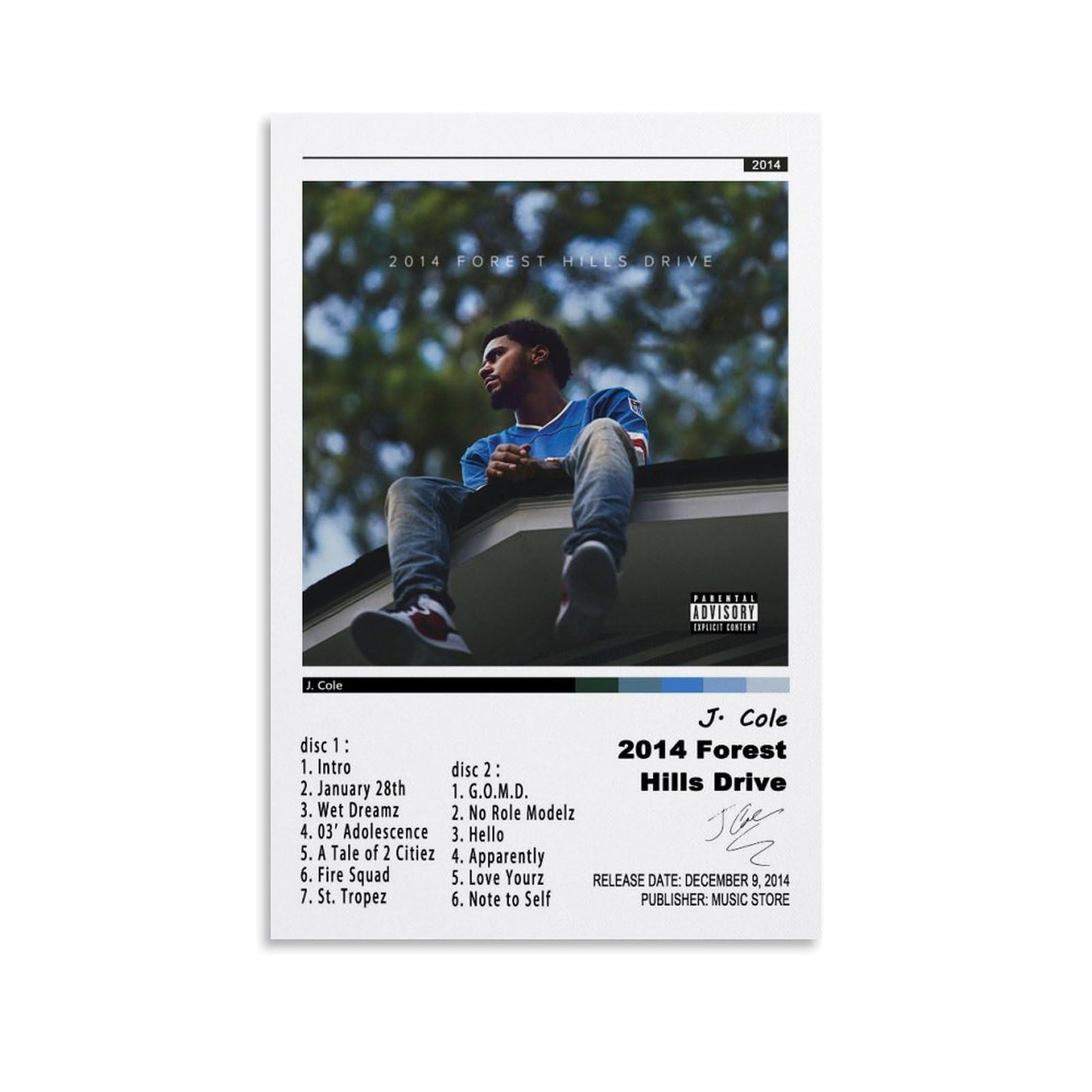 Sponsored Ad – EaUso J Cole 2014 Forest Hills Drive Poster Poster Decorative Painting Canvas Wall Posters And Art Picture Print Modern Family Bedroom Decor Posters 12x18inch(30x45cm)