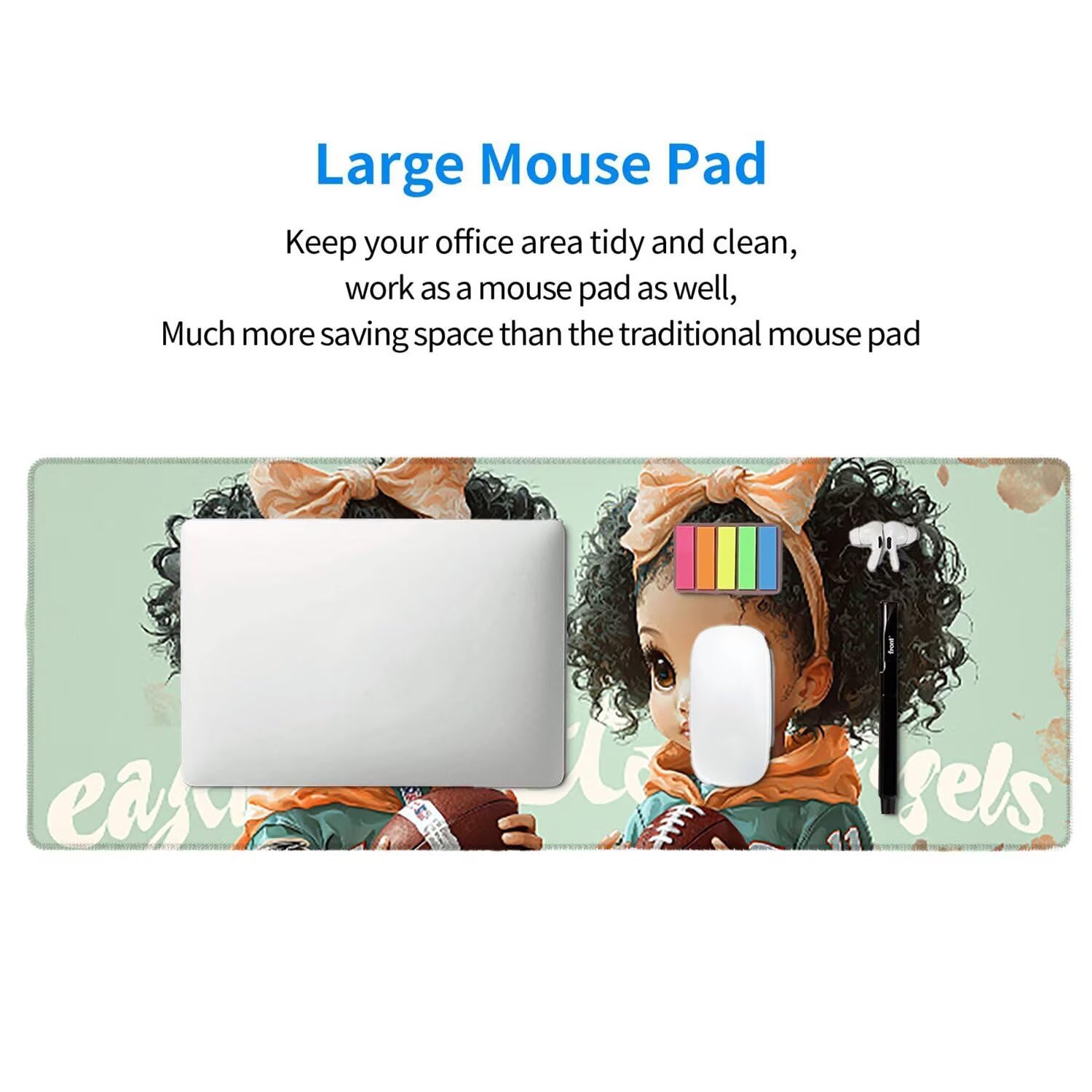 Tappetino per Mouse XXL 1200 x 400 mm Tappetino Mouse Gaming Grande, Mousepad con Base in Gomma Antiscivolo, Tappeto per Tavolo da Gaming per Mouse e Tastiera, Accessori PC (Carina Ragazza) u-475