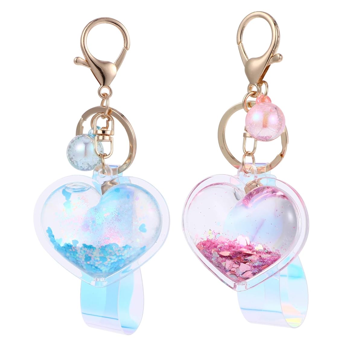 Amazon.com: ABOOFAN 2 Pcs Heart Sequin Keychain Glitter Acrylic