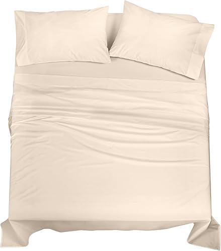 ROYALE LINENS juego de sábanas de 100% algodón orgánico tamaño King - Tejido percal - Juego de 4 piezas - 1 sábana encimera, 1 sábana bajera de