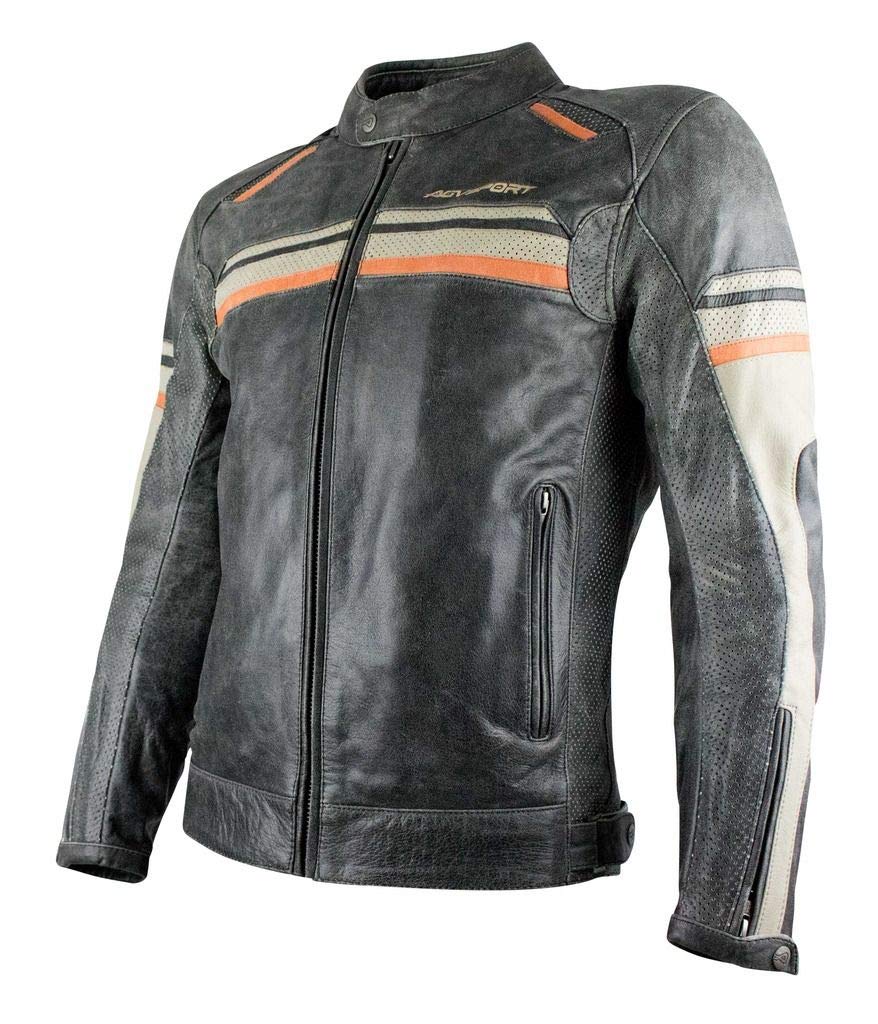 AGVSPORT Palomar Men's Cafe Premium Leather Motorcycle Jacket CE Level 2 armor Perforated Size 42