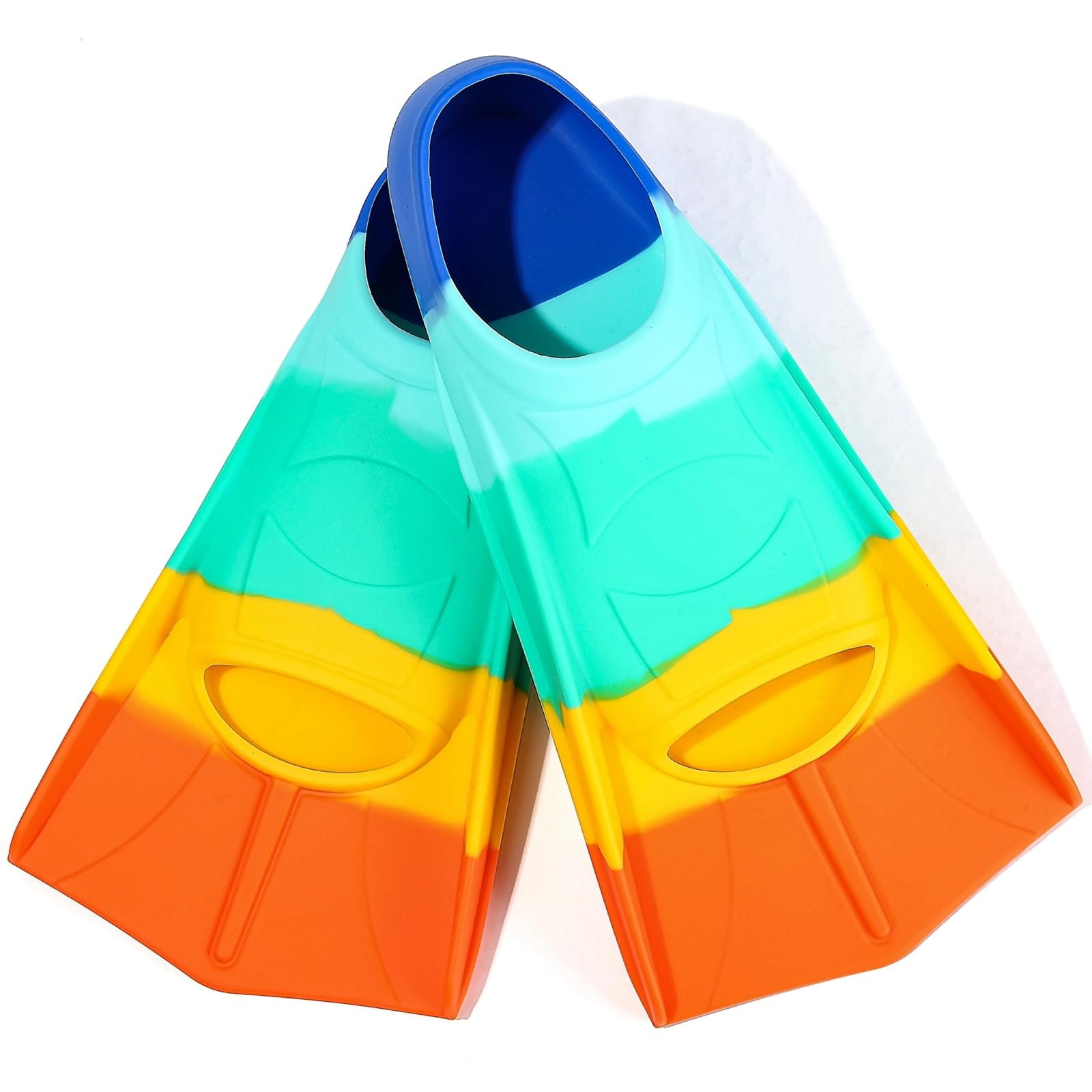 Kinder-Schwimmflossen zum Schwimmen, kurze Schwimmflossen zum Schnorcheln und Training (Marineblau-OppositeHimmelblau, Größe XS)