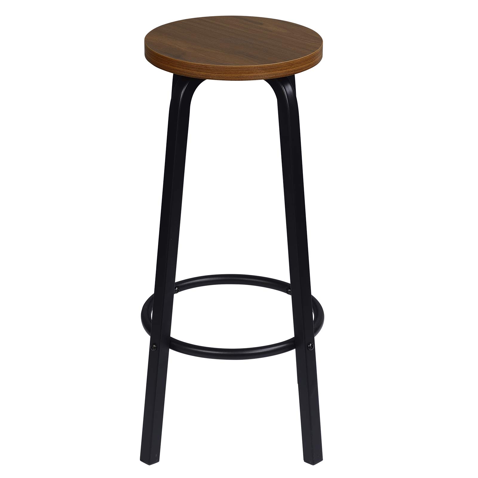 WOLTU Taburete de Bar Juego de 4, Estructura de Metal, Marrón Oscuro | Taburete Alto Cocina para Salon Cocina, Asiento de MDF