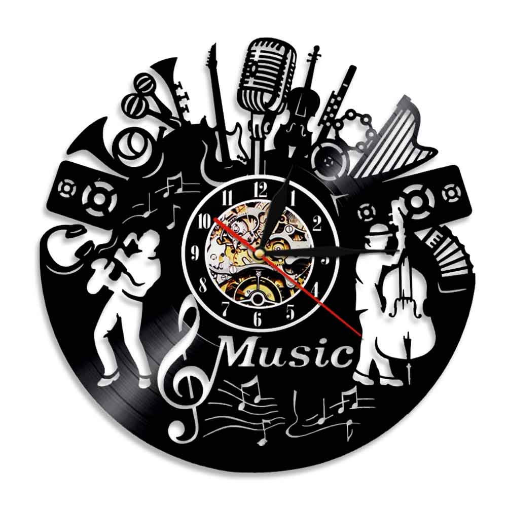 30cm Strumento musicale Orologio da parete Musica Disco in vinile Orologio da parete 3D Orologio Musica Decorazione artistica da parete Regalo fatto a mano per gli amanti della musica Regali per la