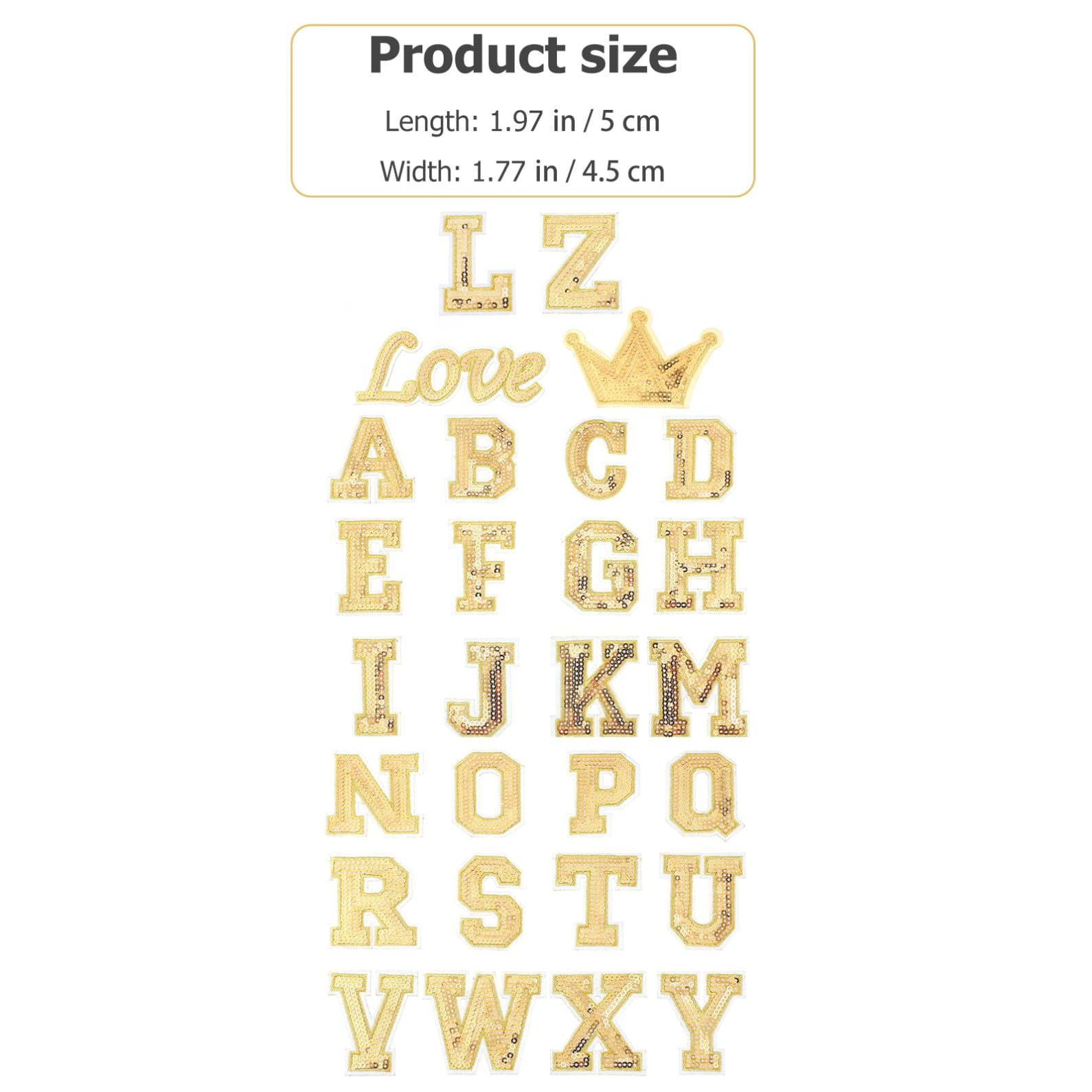 EXCEART 112pezzi Toppe Termoadesive Paillettes Oro Con Lettere Alfabeto Per Decorare Abbigliamento e Accessori Per e Riparazioni
