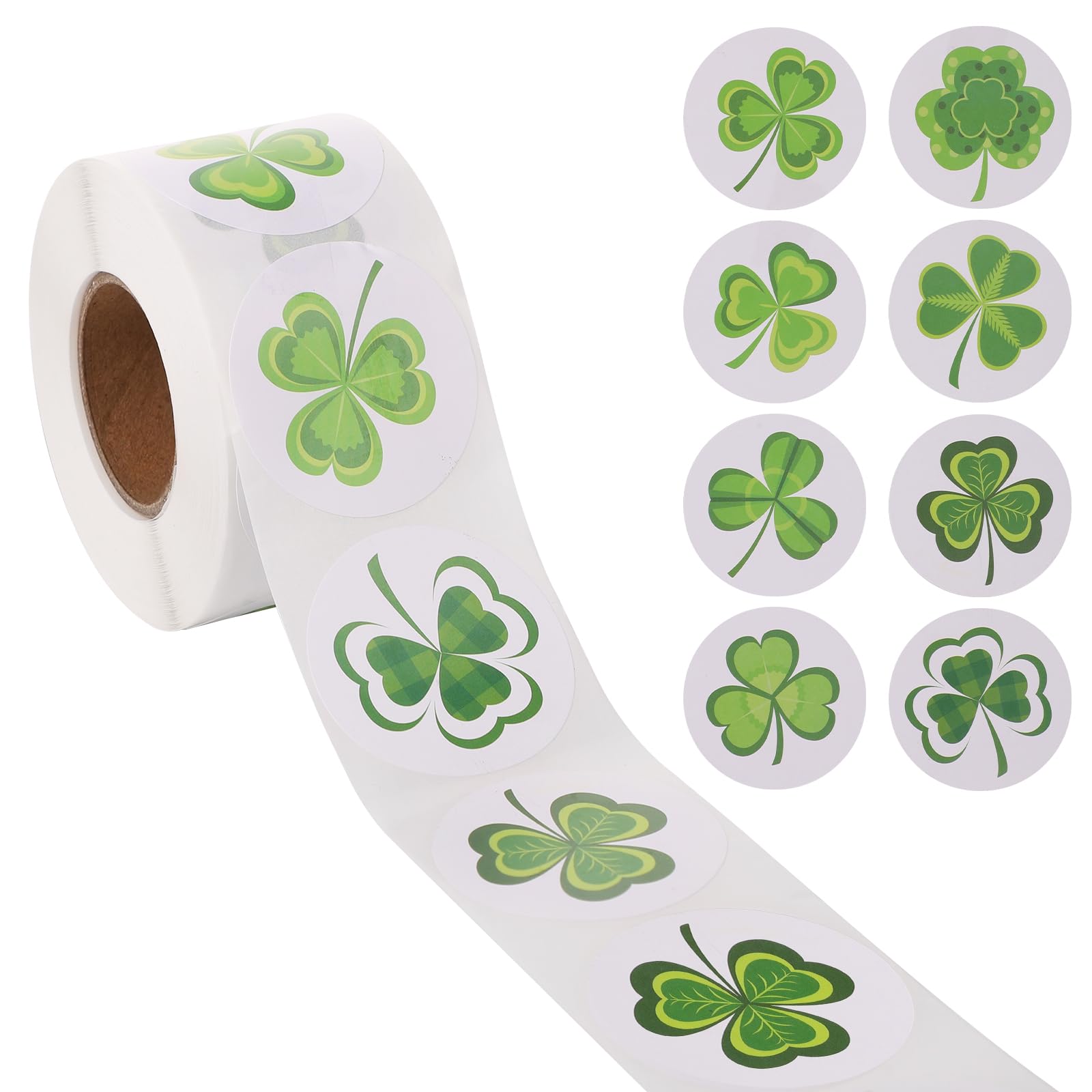 500pcs St Patricks Day Shamrock Stickers, 1.5in Lucky Irish Green Round Clover Stickers St Patrick's Day Shamrock Decal for St. Patrick's Day Party Decoration Cards Gift Bags