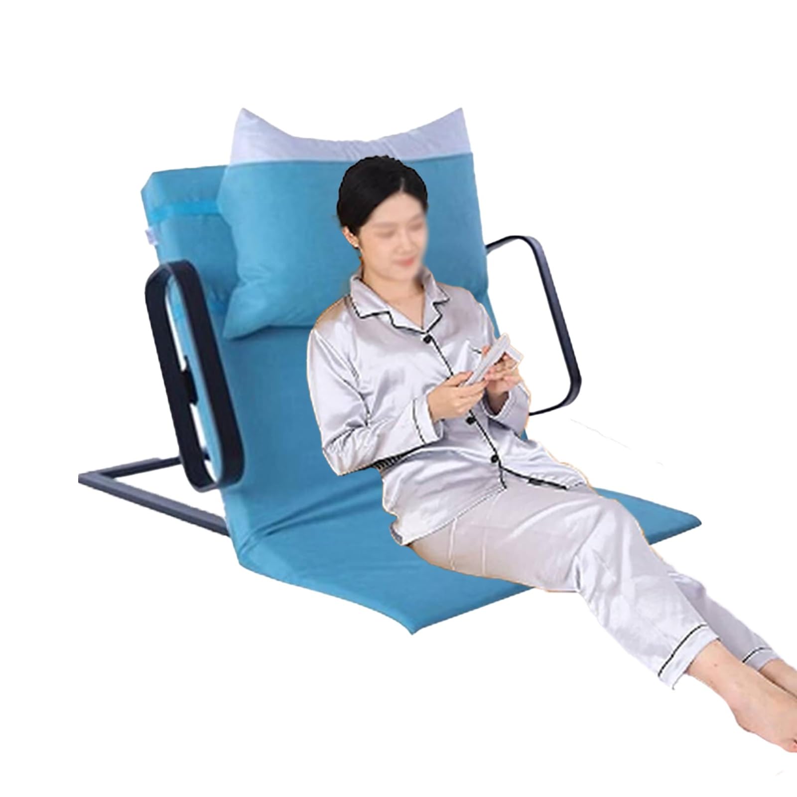 Adjustable Electric Lifting Bed Backrest, Pillow Lifter, Back Rest Assist Aid with Remote Control, 2-85° Angle Adjustment, 150kg Load Capacity, Electric Incline Bed Rest for Disabled(Blue)