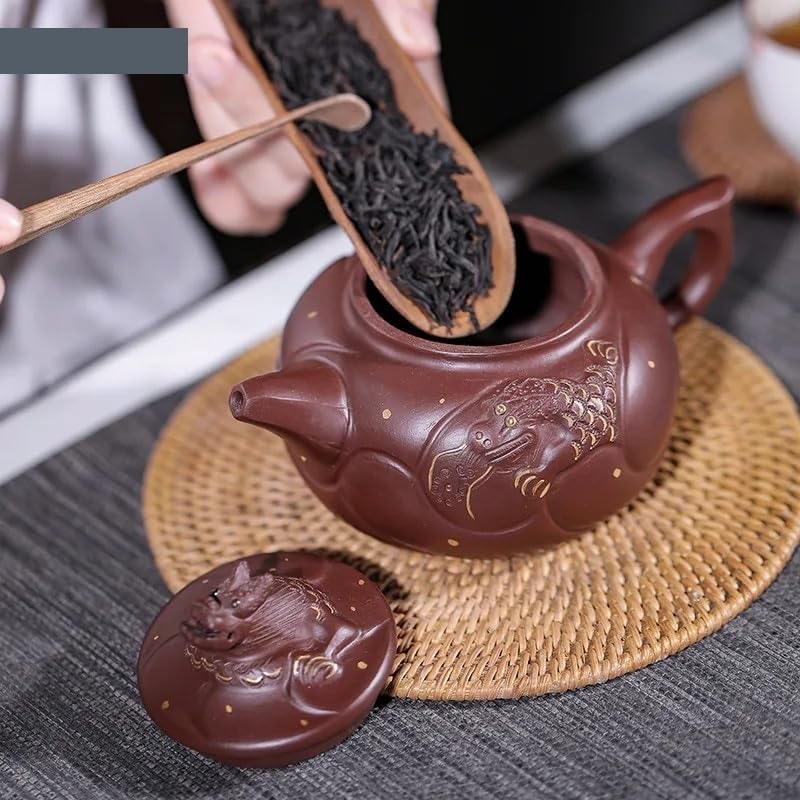 Teekanne, Reise-Teesets, handgeschnitzte chinesische Teekanne aus lila Sand, Kaffeekanne für Zuhause, tragbare Reise-Teekanne, Teekessel