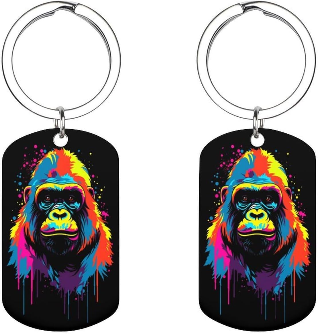 Starry Night Capybara Keychain Print Keychains Dog Tag Pendant Key Chain Gifts for Women Men 1.1X2 In