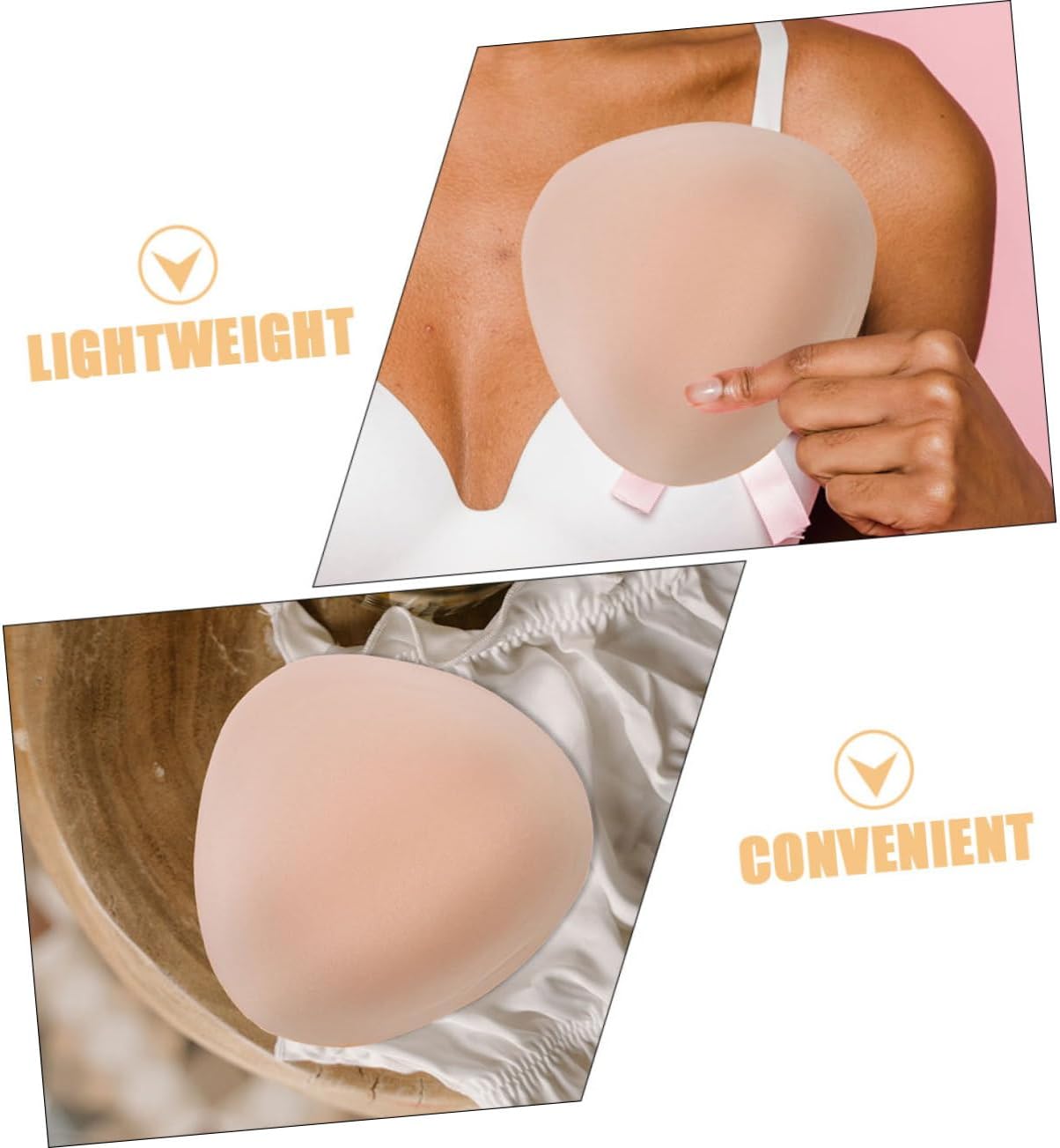 2pcs Breast Pad Inserts for Women Soft Sponge Prosthesis Pads for Natural Shape Lightweight Breathable Design for Comfort and Support