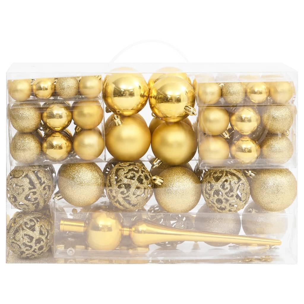 Juego de Bolas de Navidad 111 pzas poliestireno Dorado Bolas Arbol Navidad