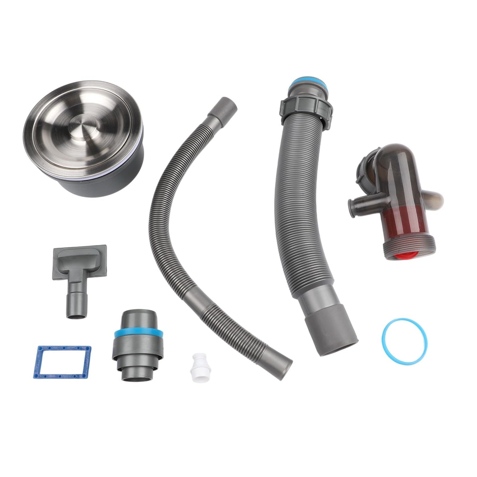 ReachMall Set di tubi di scarico per lavello da cucina, doppia ciotola, neutralizzazione dell'odore, flusso d'acqua efficiente per lavastoviglie a doppio lavello standard