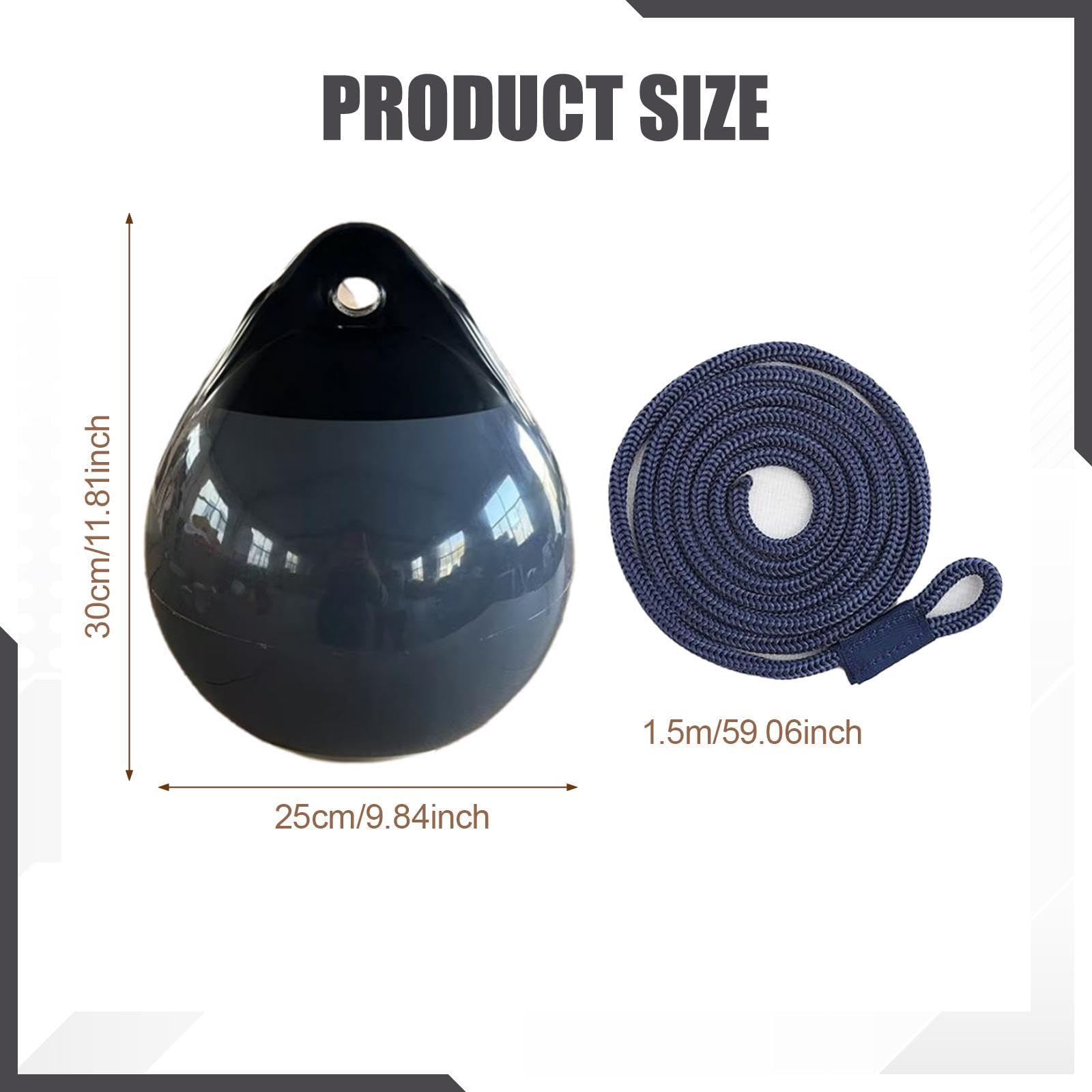 F Fityle Bouée d'Amarrage PVC Gonflable pour Bateau, Marqueur Lacustre avec Trou pour Œil, Anti-Rayures, Bouée Flottante avec Corde de 1,5 M, Marqueur Rond pour Amarrage au Lac