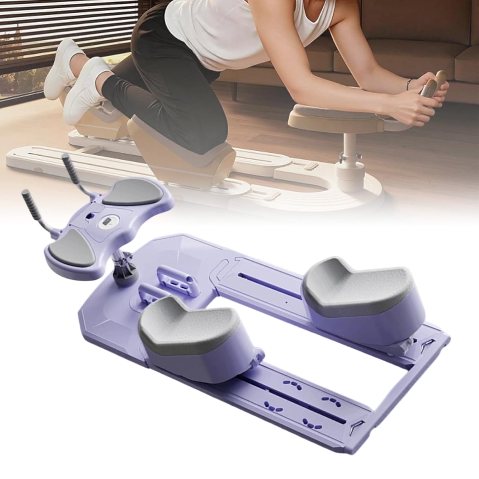 Xjymposium Twist And Stretch Trainer, Spinal Support Belt With Digital Timer, Up To 100 Kg Load Capacity, For Abdominal Muscle Training, Waist Toning And Leg Stretching purple