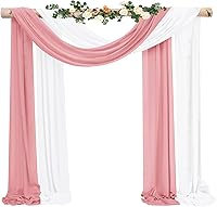 Vista 175 de Tela para envolver arco de boda, 4 paneles de 28 x 20 pies, cortinas de arco de boda rosa para ceremonia, cortinas de tela de gasa para cenador