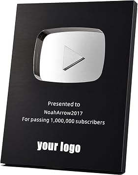 Custom Play Button Style Plaque Personalized Aluminum Alloy Milestone Creator Award Gift for Content Creators-Five colorsBlack