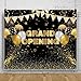 Grand Opening Backdrop 7x5ft Fabric Opening Backdrop for Shop Business Restaurant Decoration Black Gold Grand Opening Background Opening Celebration Backdrop