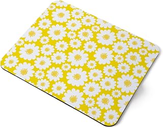 Destination Vinyl Ltd Yellow Daisy Flowers Mum Girls Auntie Teenager Flexible Rectangle 5mm Rubber Mouse Mat Pad Office Home Novelty Printed Desk Accessory #170945